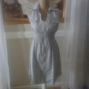 New With Tags! Gray & White Striped Jean Dress
